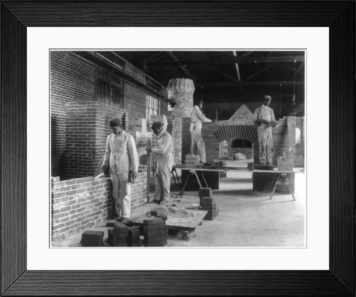 Framed Print : Students in a bricklaying class, Hampton Institute, Hampton, Virginia, 1899 Framed Print : Students in a bricklaying class, Hampton Institute, Hampton, Virginia, 1899