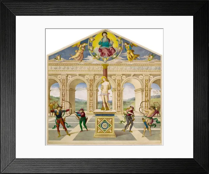 Framed Print : Martyrdom of Saint Sebastian, lithographic print by Arundel Society, after Perugino, 1856 Framed Print : Martyrdom of Saint Sebastian, lithographic print by Arundel Society, after Perugino, 1856