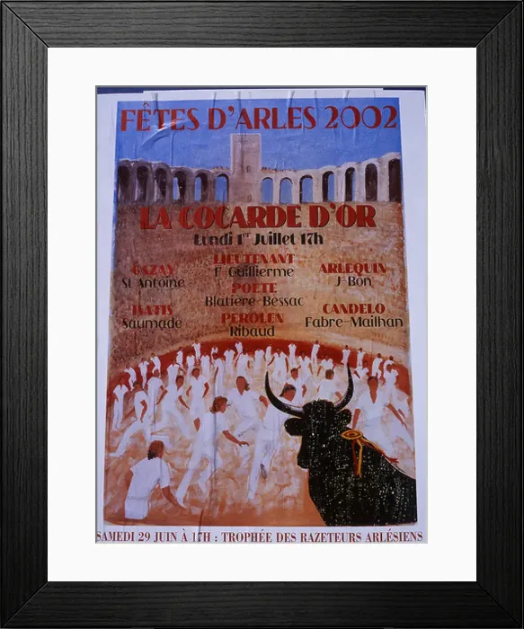 Framed Print : Bullfighting poster Les Arenes Arles Provence France Framed Print : Bullfighting poster Les Arenes Arles Provence France