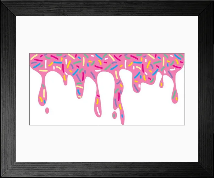 Framed Print : Dripping Donut Glaze and Sprinkles. Vector Illustration Framed Print : Dripping Donut Glaze and Sprinkles. Vector Illustration