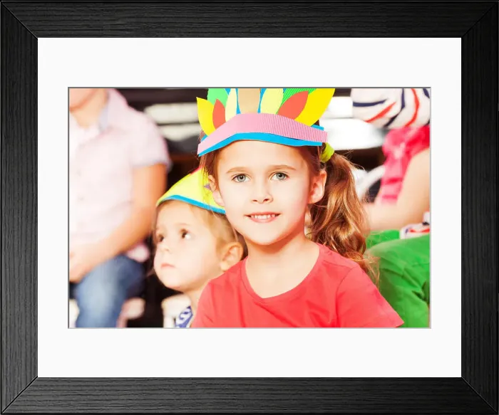Framed Print : Close portrait of a girl wear handmade headwear Framed Print : Close portrait of a girl wear handmade headwear