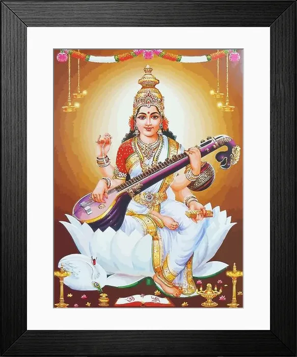 Framed Print : god Saraswati spiritual play veena holy culture music hinduism illustration Framed Print : god Saraswati spiritual play veena holy culture music hinduism illustration