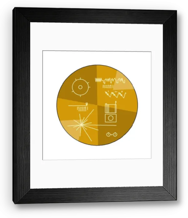 Framed Print : Vector illustration of the voyager golden record with explanation on white background. Space and solar system topic Framed Print : Vector illustration of the voyager golden record with explanation on white background. Space and solar system topic