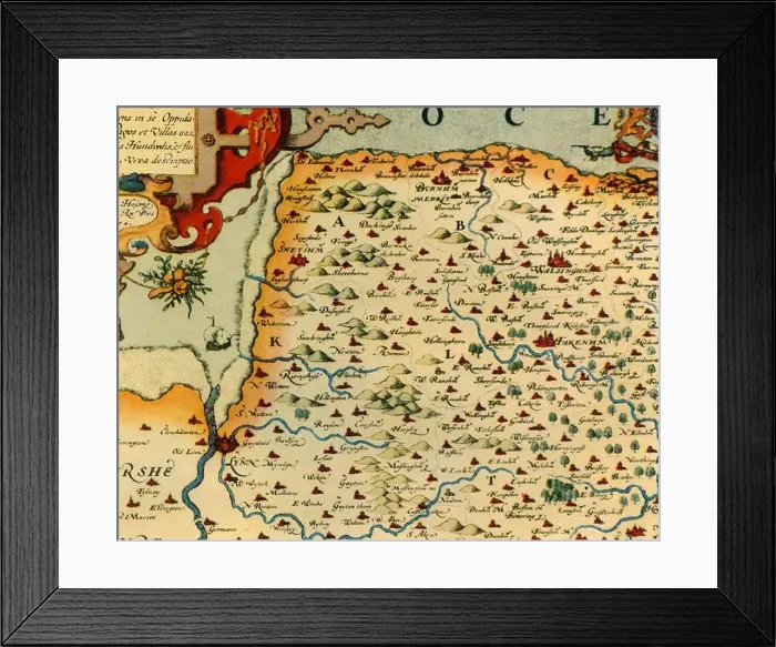 Framed Print : Saxton's Map of Norfolk, 1574, (1944) Framed Print : Saxton's Map of Norfolk, 1574, (1944)