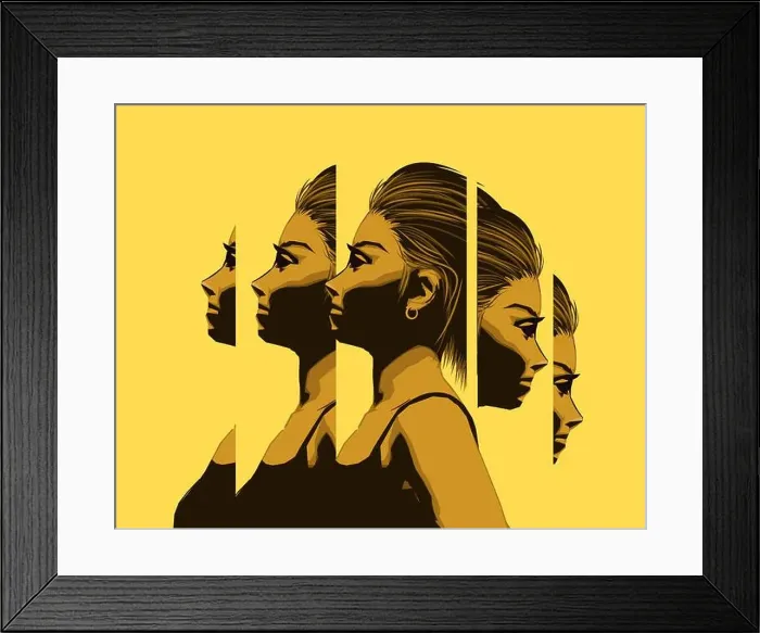 Framed Print : A women dealing with personal issues. Metal health and wellbeing concept. Vector illustration Framed Print : A women dealing with personal issues. Metal health and wellbeing concept. Vector illustration