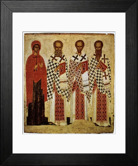 Framed Print : Saints Panaseeve, Gregory the theologian and Saint John Chrysostom with Saint Basil the Great Framed Print : Saints Panaseeve, Gregory the theologian and Saint John Chrysostom with Saint Basil the Great