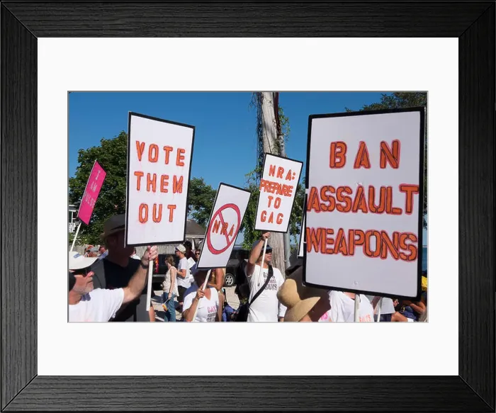 Framed Print : Protesters against gun violence demonstrate with signs and placards Framed Print : Protesters against gun violence demonstrate with signs and placards
