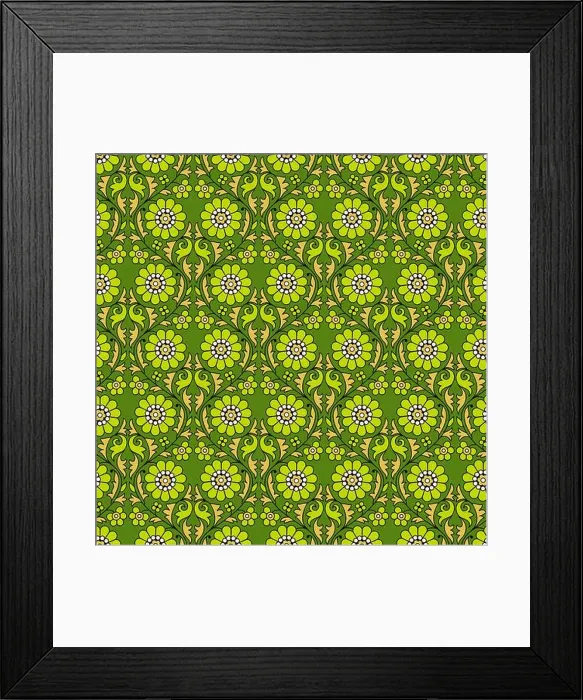 Framed Print : Woodblock printed seamless ethnic floral pattern Framed Print : Woodblock printed seamless ethnic floral pattern