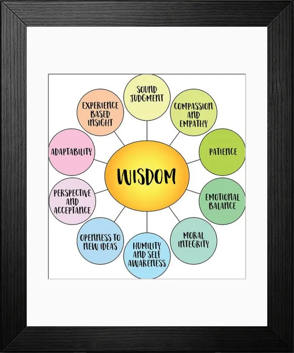 Framed Print : Wisdom, a deep understanding and insight that goes beyond knowledge or intelligence, diagram infographics Framed Print : Wisdom, a deep understanding and insight that goes beyond knowledge or intelligence, diagram infographics