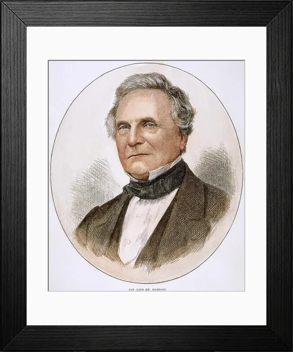 Framed Print : CHARLES BABBAGE (1792-1871).  / nEnglish mathematician and inventor: colored English engraving, 1871