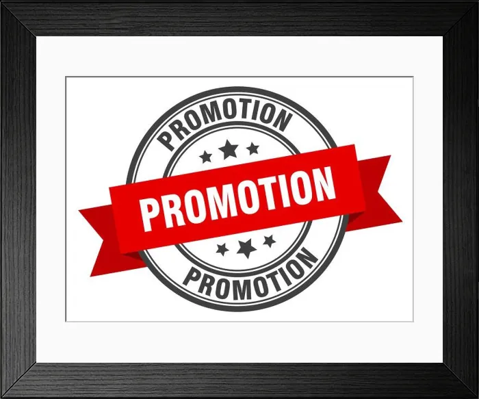 Framed Print : promotion label. promotion red band sign. promotion Framed Print : promotion label. promotion red band sign. promotion