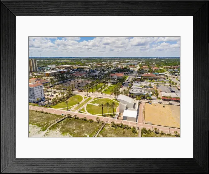 Framed Print : Aerial photo Seawalk Pavilion Jacksonville Beach FL USA