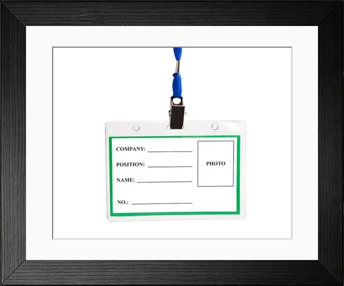 Framed Print : card empty ID badge isolated on white background