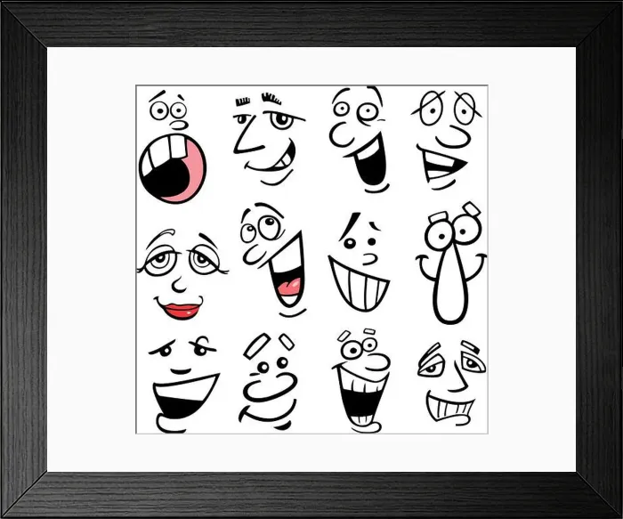 Framed Print : Cartoon faces and emotions for humor or comics design Framed Print : Cartoon faces and emotions for humor or comics design