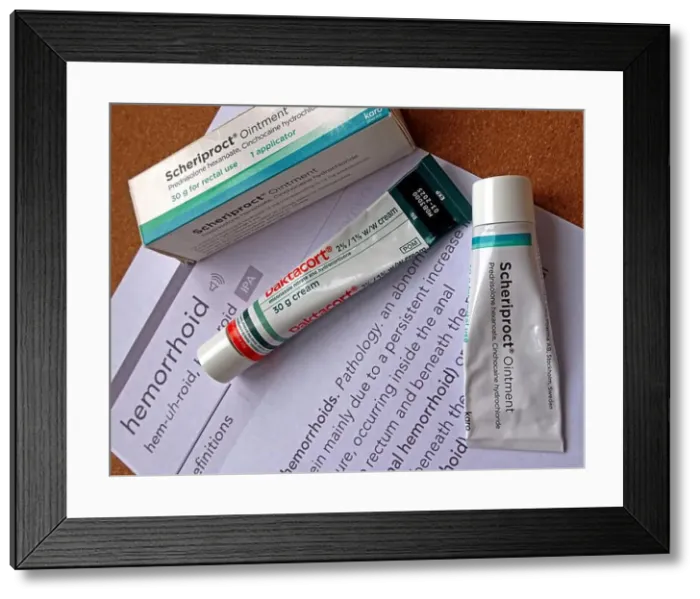 Framed Print : Haemorrhoids prescription creams / ointment Framed Print : Haemorrhoids prescription creams / ointment