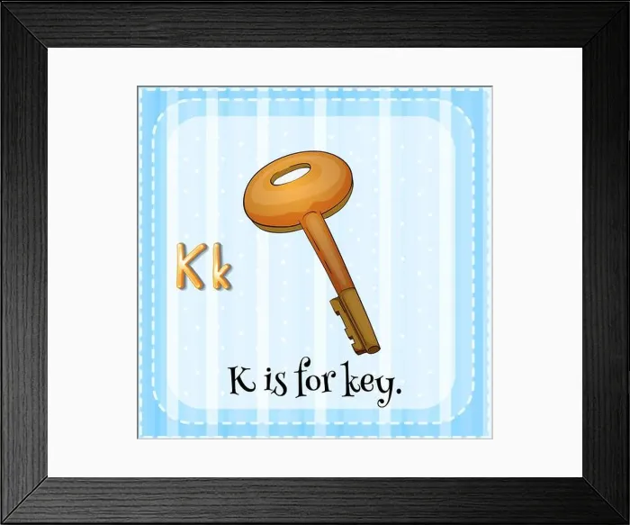 Framed Print : Illustration of an alphabet K is for key Framed Print : Illustration of an alphabet K is for key