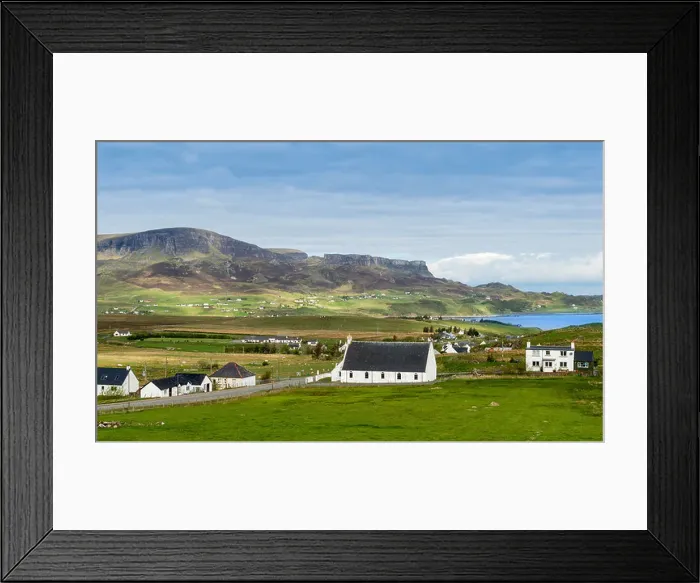 Framed Print : STAFFIN VILLAGE AND RANGE OF HILLS THE TROTTERNISH RIDGE BEHIND THE HOUSES ON THE ISLE OF SKYE SCOTLAND Framed Print : STAFFIN VILLAGE AND RANGE OF HILLS THE TROTTERNISH RIDGE BEHIND THE HOUSES ON THE ISLE OF SKYE SCOTLAND