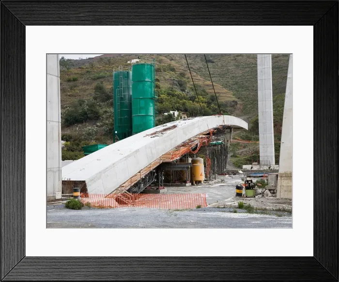 Framed Print : Collapsed bridge during construction on Autovia del Mediterraneo motorway Spain Framed Print : Collapsed bridge during construction on Autovia del Mediterraneo motorway Spain