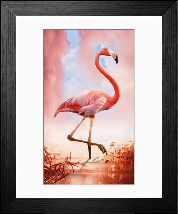 Framed Print : Gentle and romantic flamingo, realistic drawing of a beloved bird, as a symbol of elegance and beauty of nature Framed Print : Gentle and romantic flamingo, realistic drawing of a beloved bird, as a symbol of elegance and beauty of nature