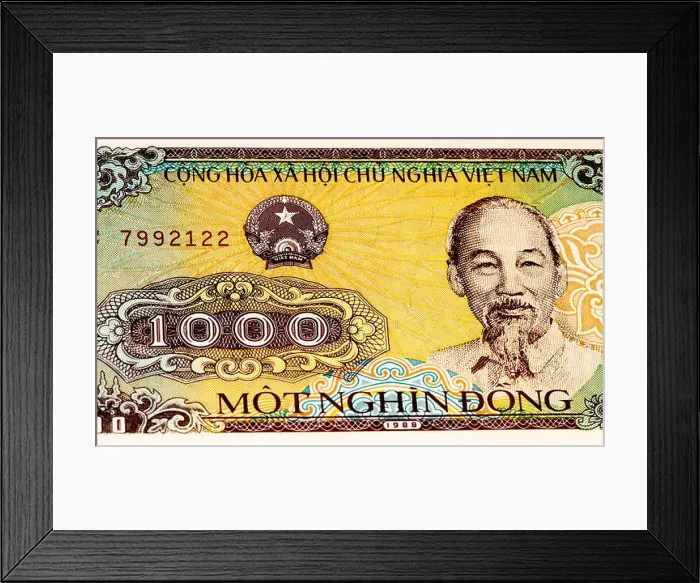 Framed Print : 1000 dong bank note of Vietnam. Dong is the national currency of Vietnam Framed Print : 1000 dong bank note of Vietnam. Dong is the national currency of Vietnam