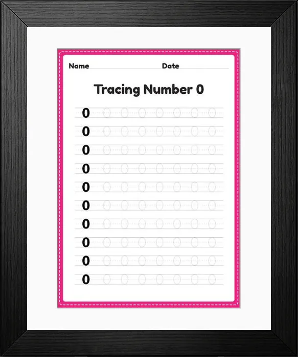 Framed Print : Tracing number 0 worksheet for kindergarten and preschool kids for educational handwriting practice in a printable page Framed Print : Tracing number 0 worksheet for kindergarten and preschool kids for educational handwriting practice in a printable page