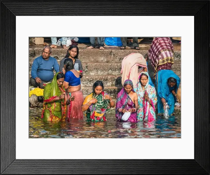 Framed Print : Local people have bath in the Ganga river, Varanasi, India, Asia Framed Print : Local people have bath in the Ganga river, Varanasi, India, Asia