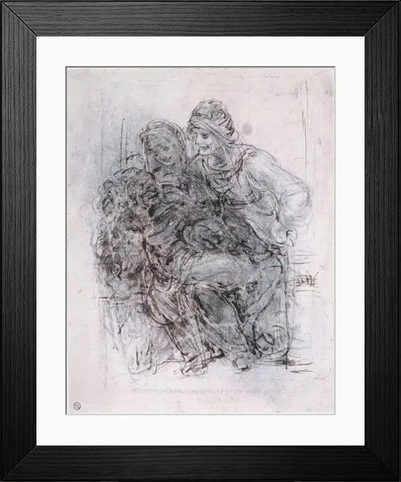 Framed Print : Leonardo Da Vinci - Study Saint Anne Mary And Christ Child 1503 Framed Print : Leonardo Da Vinci - Study Saint Anne Mary And Christ Child 1503