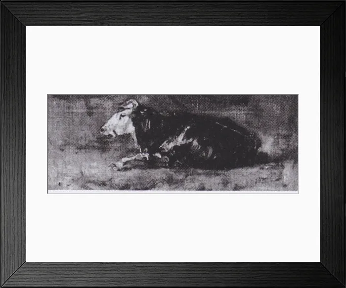 Framed Print : This painting by Vincent van Gogh depicts a reclining cow Framed Print : This painting by Vincent van Gogh depicts a reclining cow