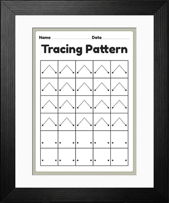 Framed Print : Tracing pattern lines worksheet for kindergarten Framed Print : Tracing pattern lines worksheet for kindergarten