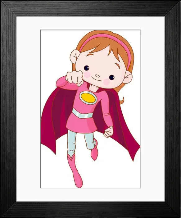 Framed Print : Illustration of Super hero Girl flying Framed Print : Illustration of Super hero Girl flying
