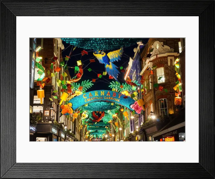 Framed Print : Christmas lights on Carnaby Street, London England United Kingdom UK Framed Print : Christmas lights on Carnaby Street, London England United Kingdom UK