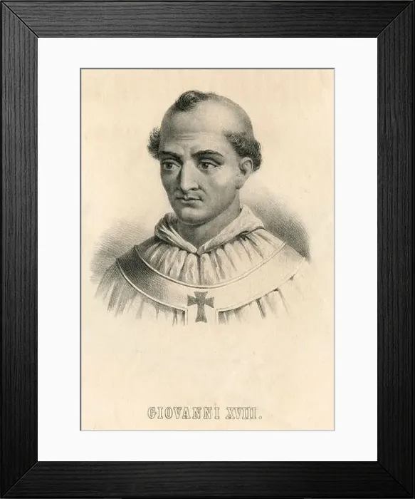 Framed Print : Portrait of Pope John XVIII, lithograph 1850s