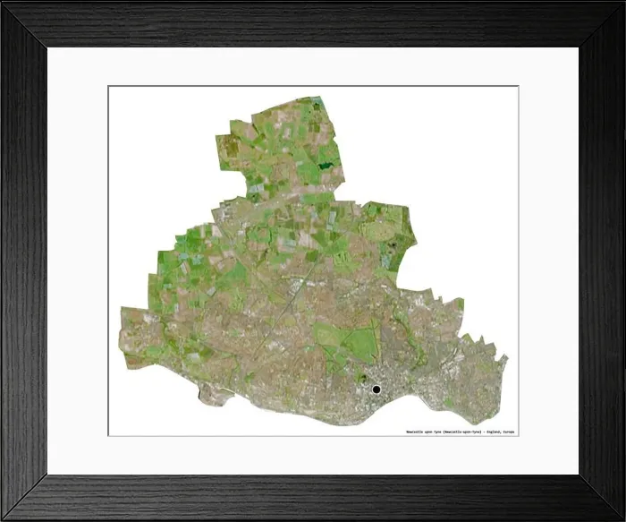 Framed Print : Shape of Newcastle upon Tyne, administrative county of England Framed Print : Shape of Newcastle upon Tyne, administrative county of England