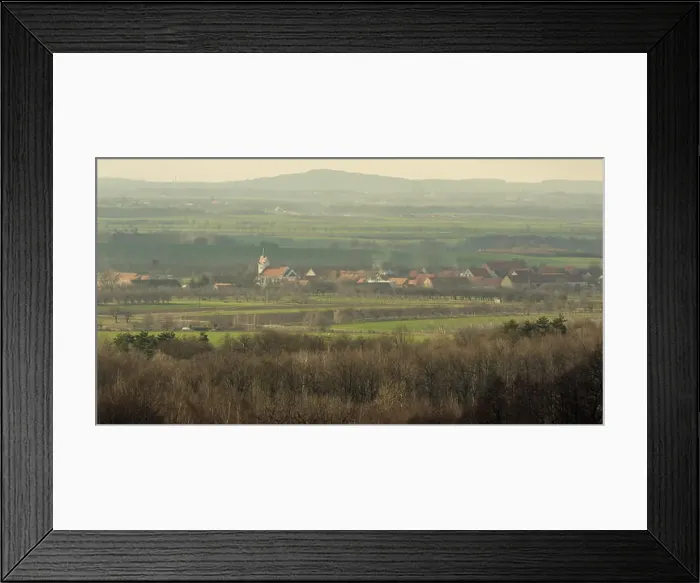 Framed Print : Myslakow village among fields pictured in the old school manner vignetting Framed Print : Myslakow village among fields pictured in the old school manner vignetting