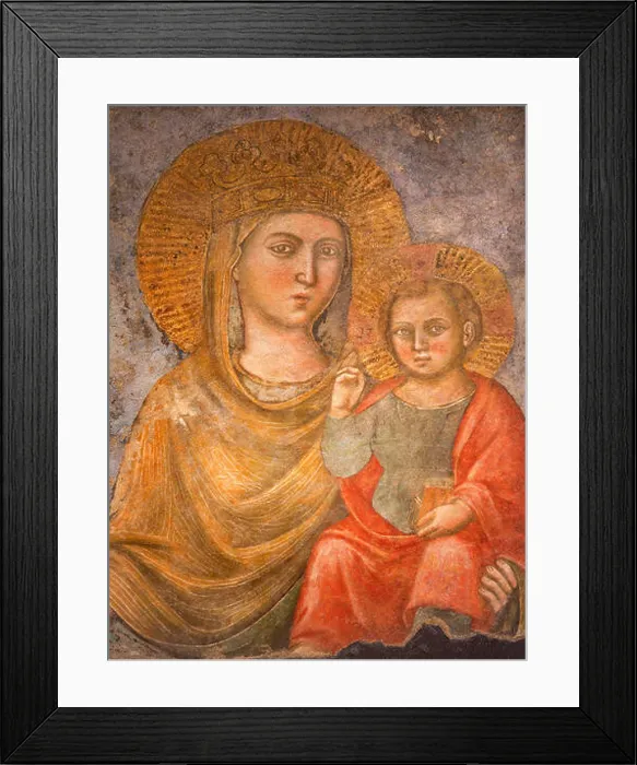 Framed Print : Rome - The fresco Madonna della Strada - Our Lady of the Road from 15th century by unknown artist in church Chiesa Framed Print : Rome - The fresco Madonna della Strada - Our Lady of the Road from 15th century by unknown artist in church Chiesa