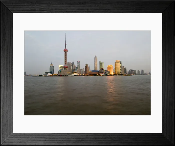 Framed Print : Skyline with the river Huangpu in the foreground, Shanghai, China