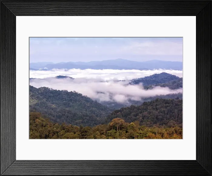 Framed Print : Late in the morning mountain ranges with fog Framed Print : Late in the morning mountain ranges with fog