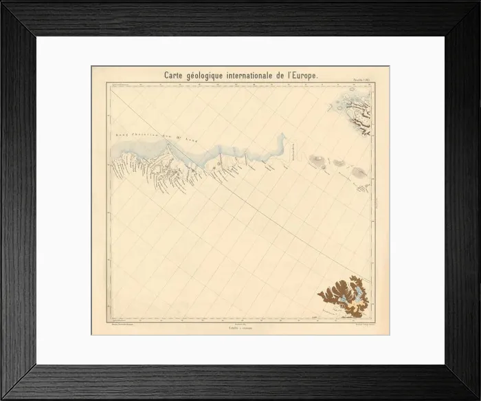 Framed Print : Geological map Eastern Greenland, Northwest Iceland. BEYSCHLAG 1894 old Framed Print : Geological map Eastern Greenland, Northwest Iceland. BEYSCHLAG 1894 old