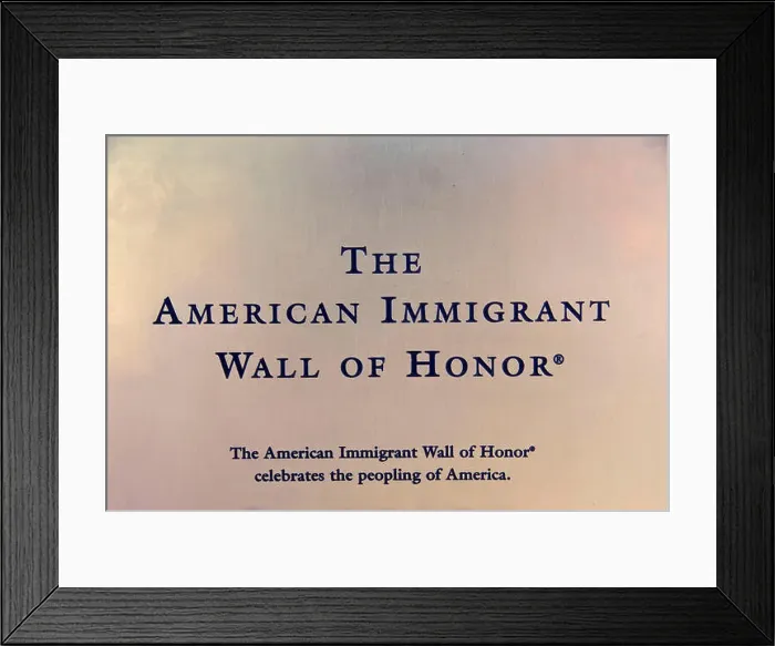 Framed Print : The American Immigrant Wall of Honor plaque Framed Print : The American Immigrant Wall of Honor plaque