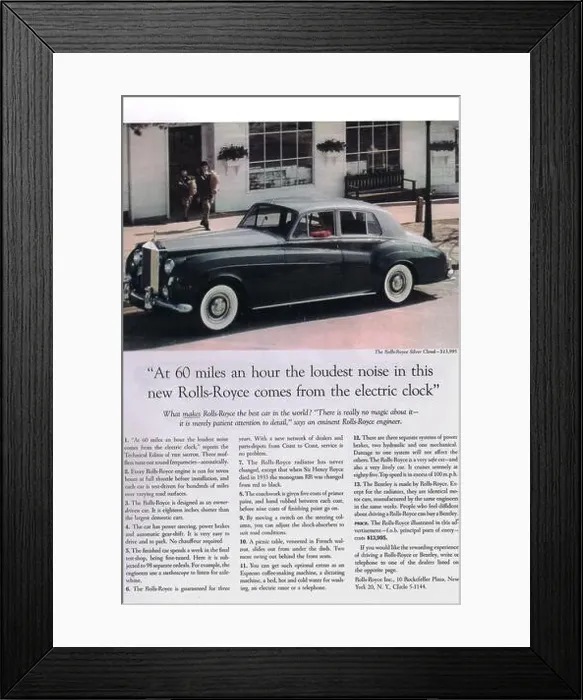 Framed Print : 1958 Rolls-Royce Silver Cloud Ad Framed Print : 1958 Rolls-Royce Silver Cloud Ad