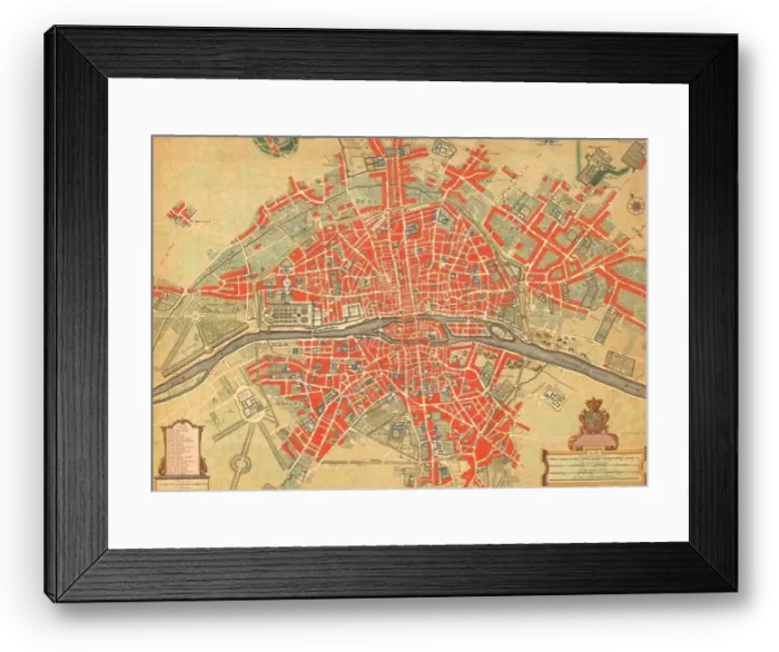 Framed Print : 18th century map of Paris, France with its suburbs and environs Framed Print : 18th century map of Paris, France with its suburbs and environs