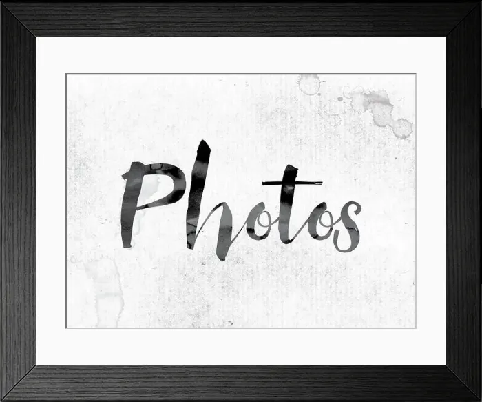 Framed Print : The word Photos concept and theme painted in watercolor ink on a white paper Framed Print : The word Photos concept and theme painted in watercolor ink on a white paper