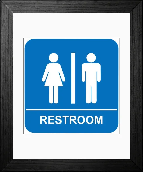 Framed Print : Male and female restrooms sign Framed Print : Male and female restrooms sign
