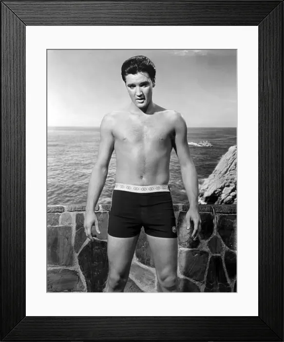 Framed Print : Elvis Presley in swimming trunks (age 28) during the making of Fun in Acapulco, 1963