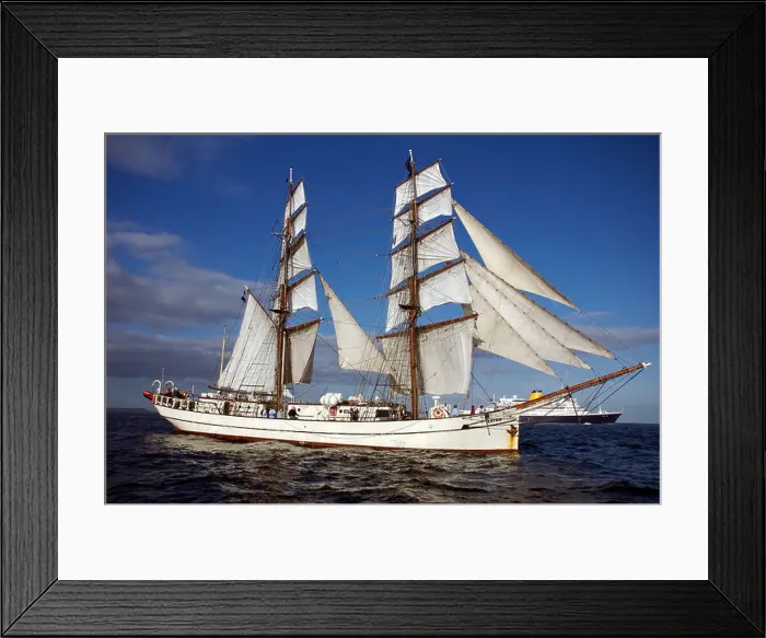 Framed Print : Astrid, a square rigged brigantine ship built in 1918, Funchal Tall Ships Race 2008, Falmouth, Cornwall, UK