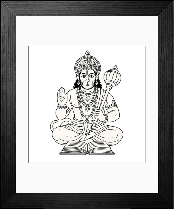 Framed Print : Divine Line Art of Lord Hanuman in Meditation Framed Print : Divine Line Art of Lord Hanuman in Meditation
