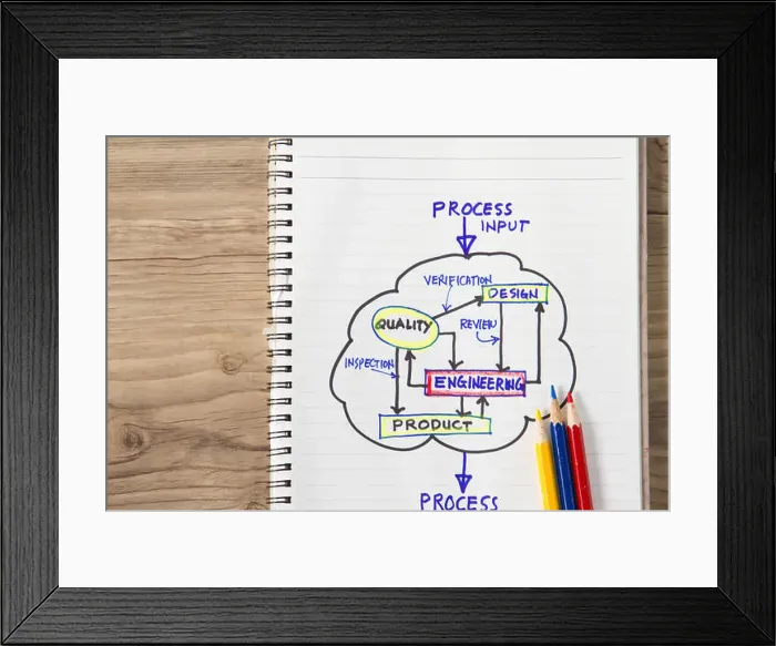 Framed Print : Process input - output concept- complete with flow chart Framed Print : Process input - output concept- complete with flow chart