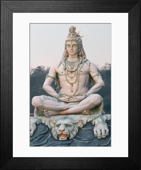 Framed Print : Painted statue of Lord Shiva on the banks of Ganges in Rishikesh in Neelkanth Mahadev Ashram Uttarakhand North India Framed Print : Painted statue of Lord Shiva on the banks of Ganges in Rishikesh in Neelkanth Mahadev Ashram Uttarakhand North India
