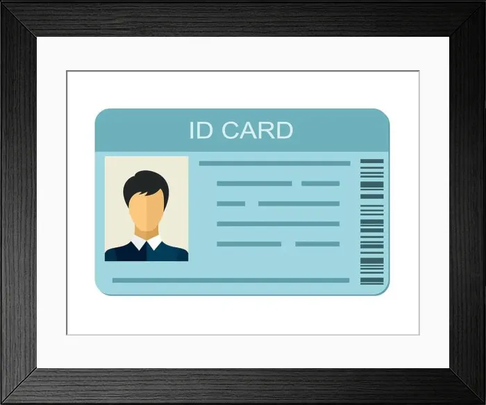 Framed Print : ID Card isolated on white background Framed Print : ID Card isolated on white background