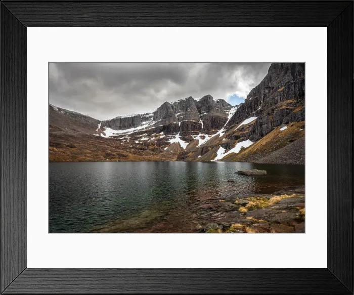 Framed Print : The triple buttress of Coire Mhic Fhearchair on Beinn Eighe on of the Torridon mountains in North West Highlands of Framed Print : The triple buttress of Coire Mhic Fhearchair on Beinn Eighe on of the Torridon mountains in North West Highlands of